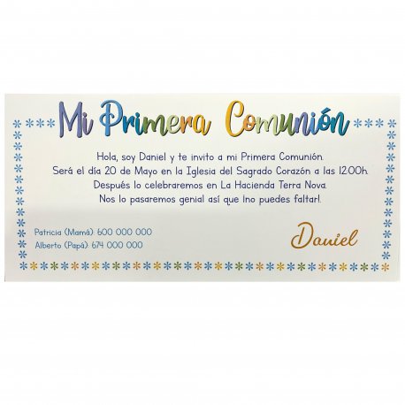 Invitacion Comunion Niño Personalizada