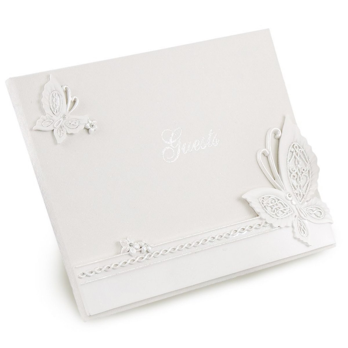 Libro de firmas para boda en blanco, negro y plata
