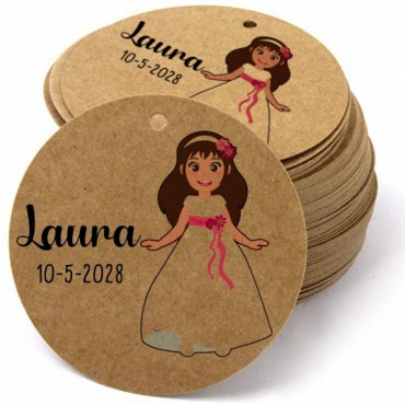 Pegatinas personalizadas para primera comunión, etiquetas de recuerdo para  Baby Shower, niño y niña, 2,5-7cm, 96 unidades