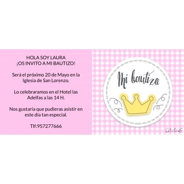 Invitaciones de Bautizo Niña